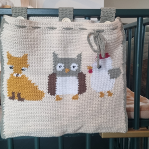 Boxzak met diermotieven Vos, uil en haan.